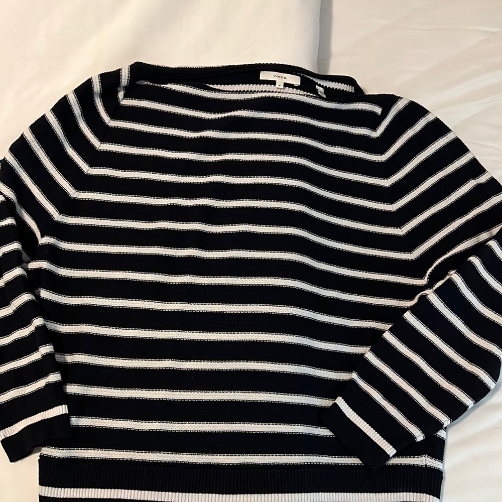 Vince stripe waffle knit sweater